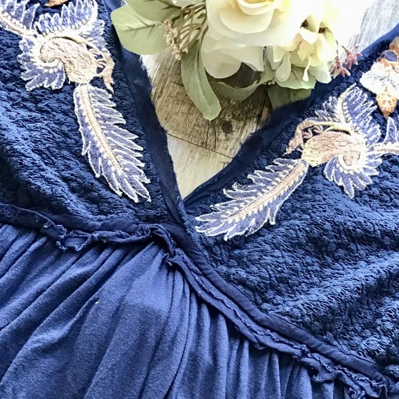 NWT Free People Fiesta Blue Boho Ruffled Tunic - Picture 3 of 4